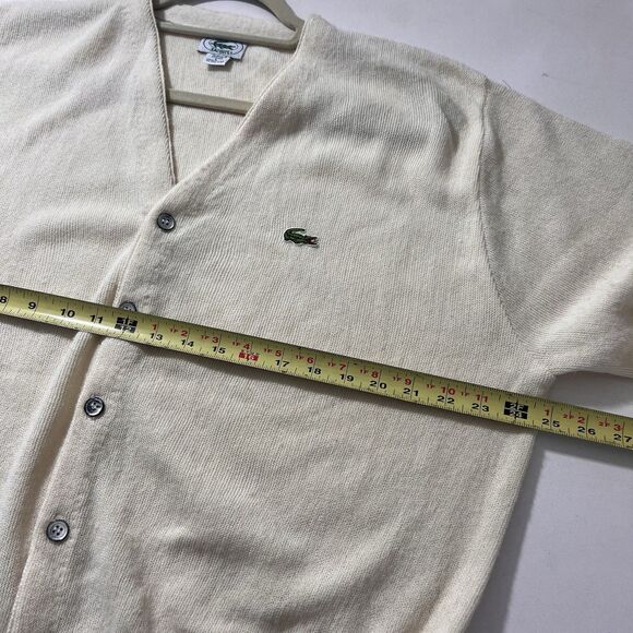 Vintage Izod Lacoste Cardigan Mens L Grandpa  Alligator Logo Acrylic Grunge - Picture 8 of 10